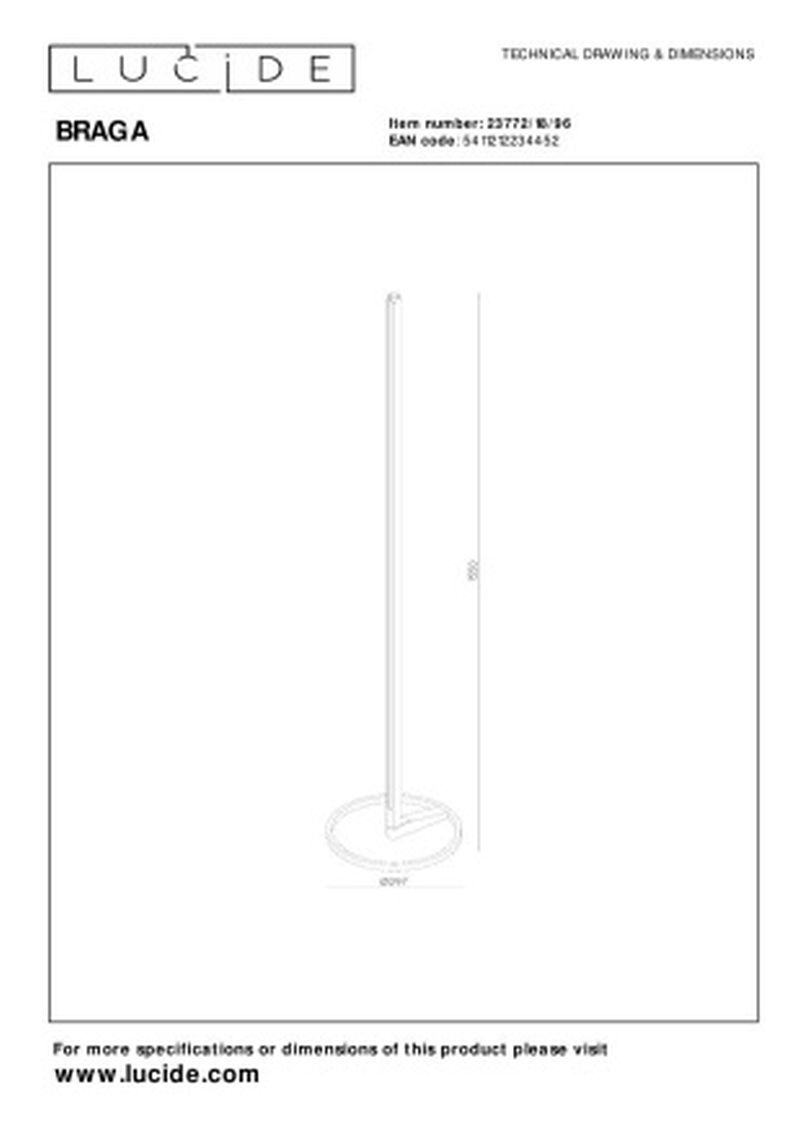 Lucide BRAGA - Stojacia lampa - Ø 30 cm - LED Rozm. - 1x18W 2700K/4000K - Káv